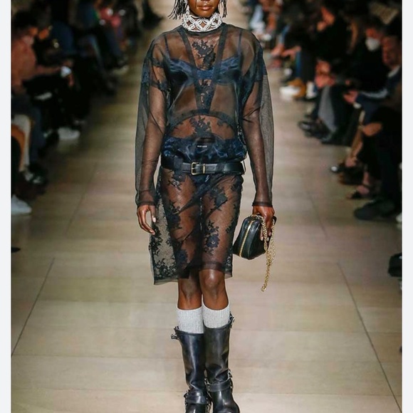 Miu Miu Chantilly Sheer Black Lace Dress size 36/xs - Picture 3 of 7